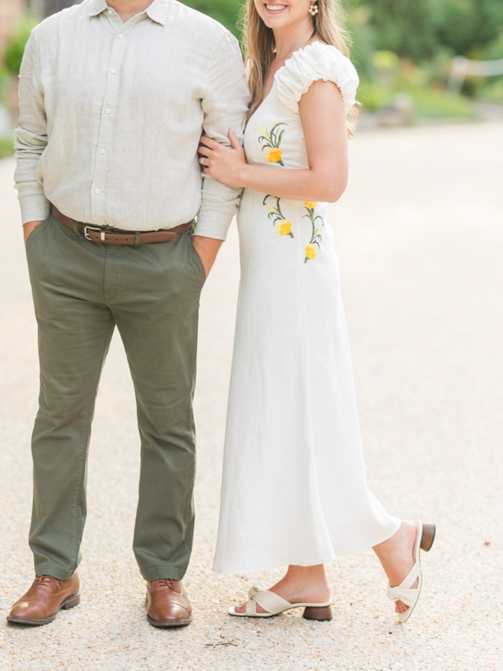 Fanm Mon Vienna Dress- White Puff-Sleeve Maxi Dress with Lemon Embroidery